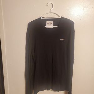 Hollister Mens Embroidered Logo Black Long Sleeve T- Shirt Sz X Large